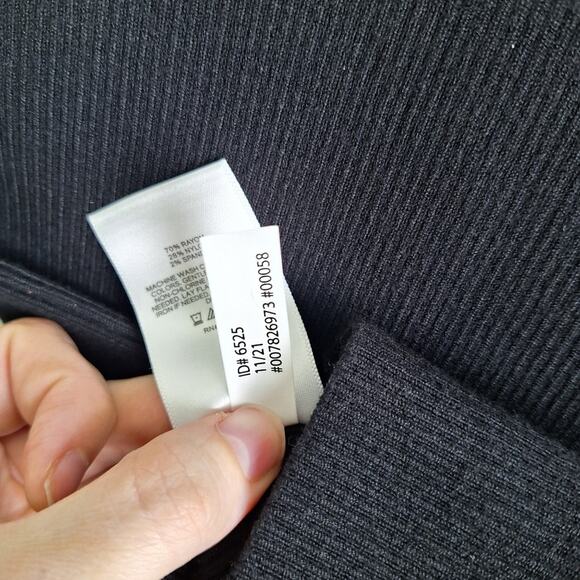 Express Super Body Contour Black Ribbed Mini Dress Drop Shoulder M - Picture 7 of 9